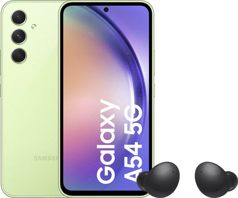 Foto van Samsung galaxy a54 128gb groen 5g + galaxy buds 2 zwart