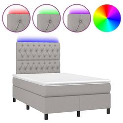 Foto van The living store bed lichtgrijs - 203x120x118/128 cm - usb - pocketvering matras - led strip