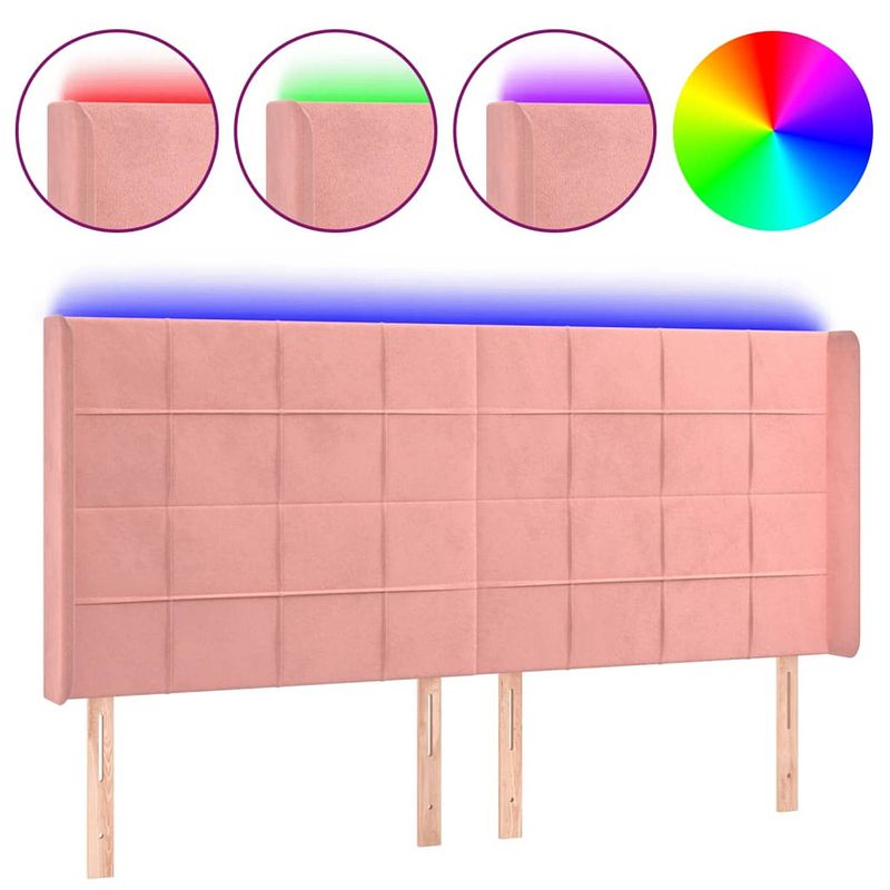 Foto van Vidaxl hoofdbord led 163x16x118/128 cm fluweel roze