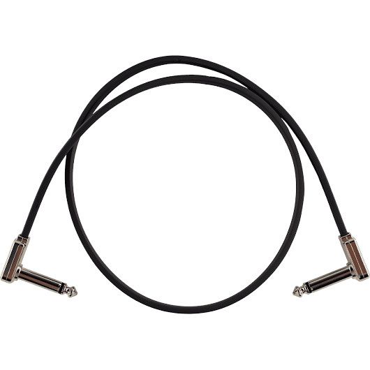 Foto van Ernie ball 6228 flat ribbon patch cable patchkabel haaks 60 cm platte jacks zwart