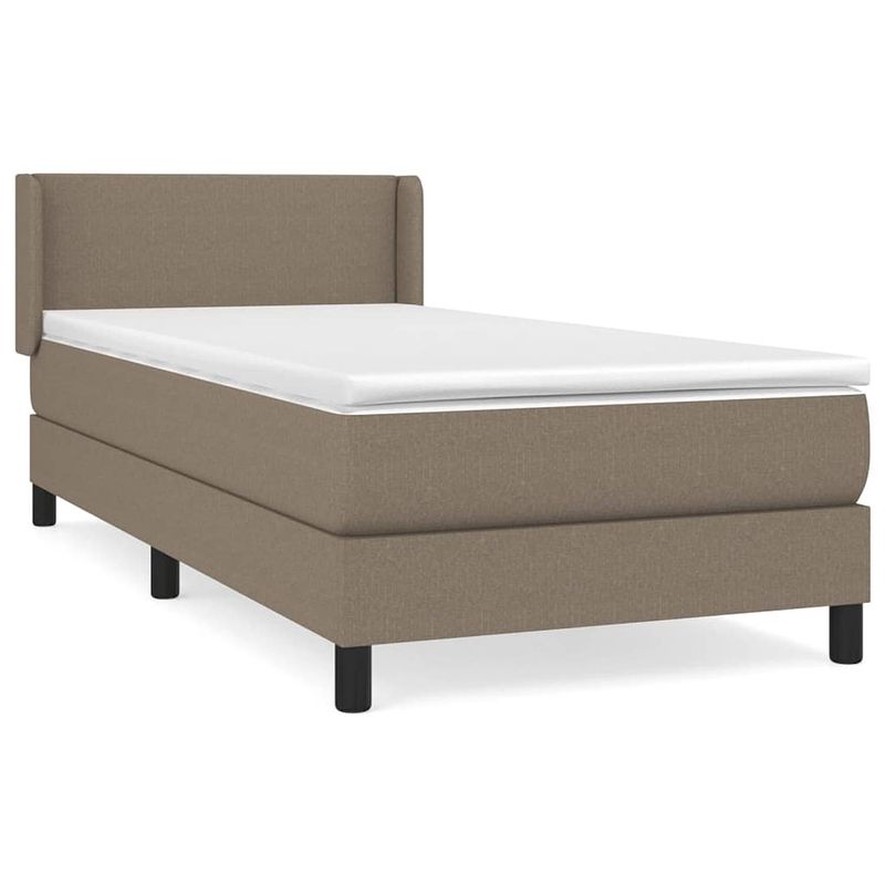 Foto van The living store boxspringbed - 203x93x78/88 cm - taupe stof - verstelbaar hoofdbord - pocketvering matras -