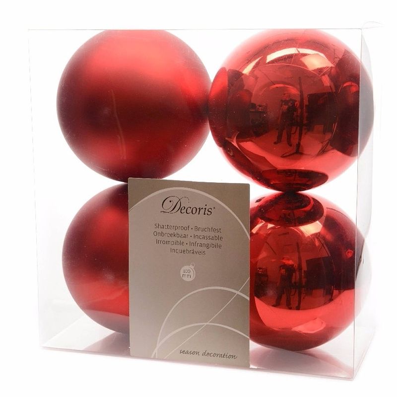 Foto van 8-delige kerstballen set 10 cm rood - kerstbal