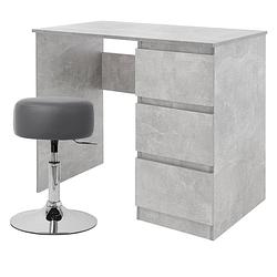 Foto van Bureau met drie laden 90x76x50 cm grijs hout ml-design