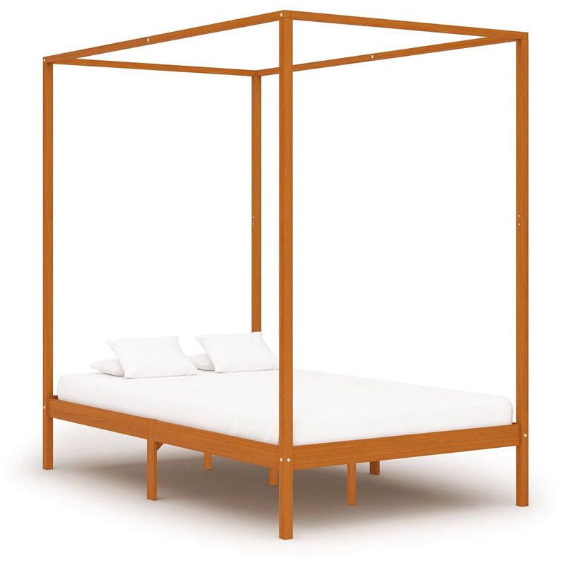 Foto van Vidaxl hemelbedframe massief grenenhout honingbruin 120x200 cm