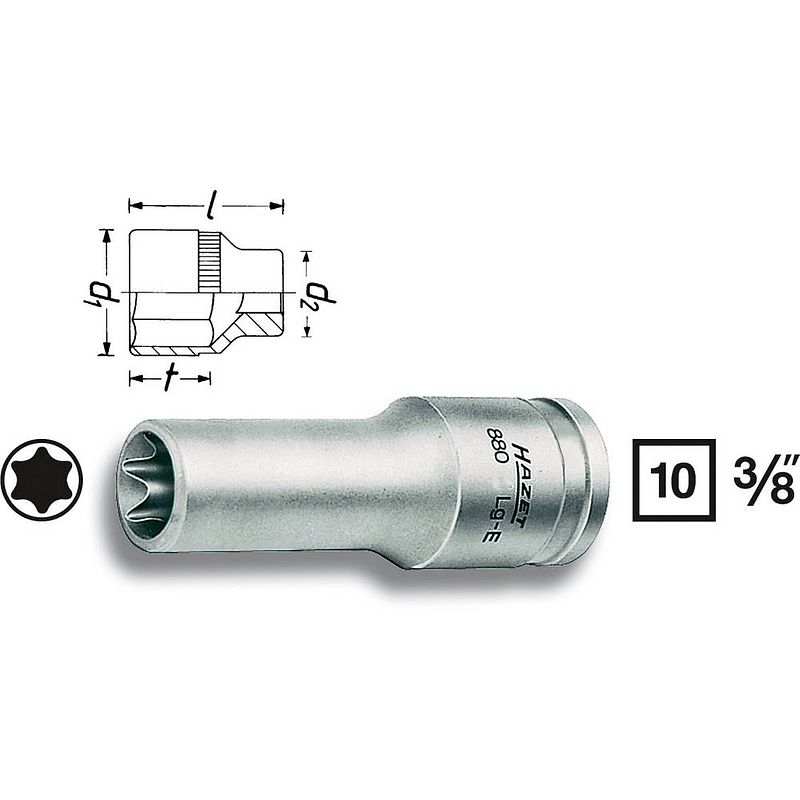 Foto van Hazet hazet 880lg-e14 buiten-torx dopsleutelinzetstuk t 14 3/8 (10 mm)