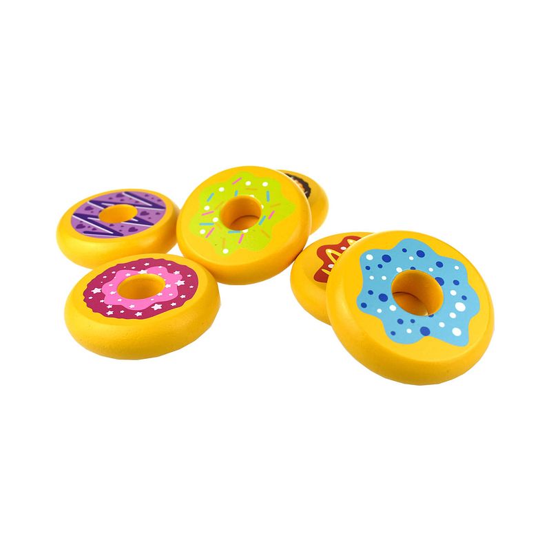 Foto van Tooky toy speelset donuts junior hout geel 6-delig