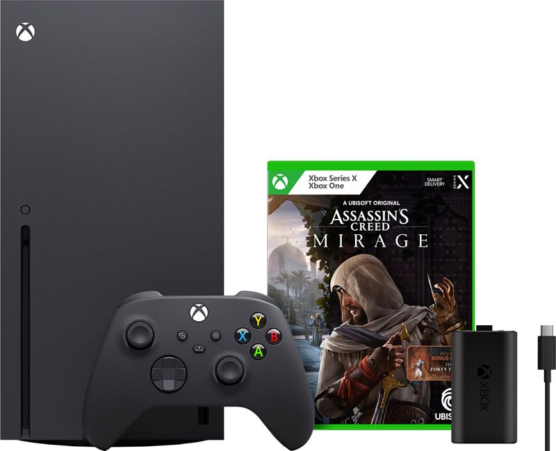 Foto van Xbox series x + assassin's creed: mirage + play & charge kit