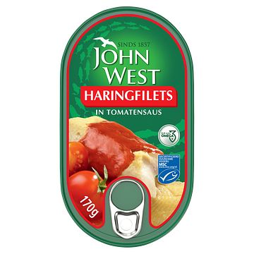Foto van John west haringfilets in tomatensaus msc 170 gram bij jumbo