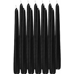 Foto van Halloween - 12x lange kaarsen zwart 25 cm 8 branduren dinerkaarsen/tafelkaarsen - dinerkaarsen