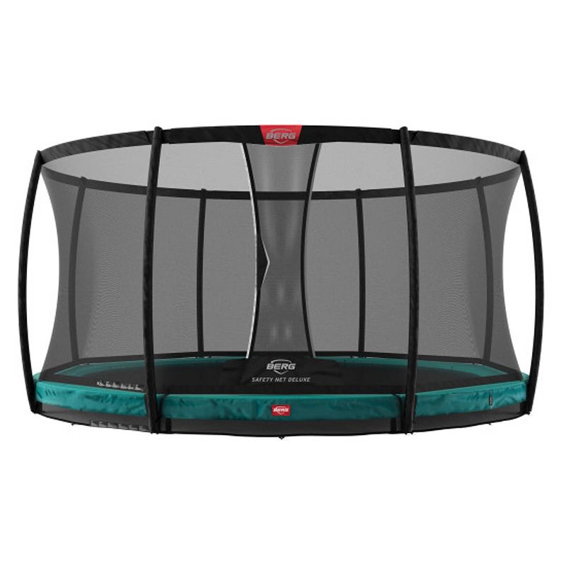 Foto van Berg trampoline champion met veiligheidsnet - safetynet deluxe - inground - 430 cm - groen - met airflow - twinspring