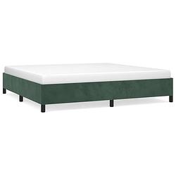 Foto van The living store bedframe fluweel - donkergroen - 203 x 203 x 35 cm - ondersteunende poten en multiplex lattenbodem -