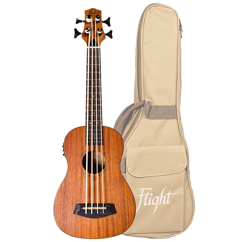 Foto van Flight bass series du-bass elektrisch-akoestische bas ukelele met gigbag