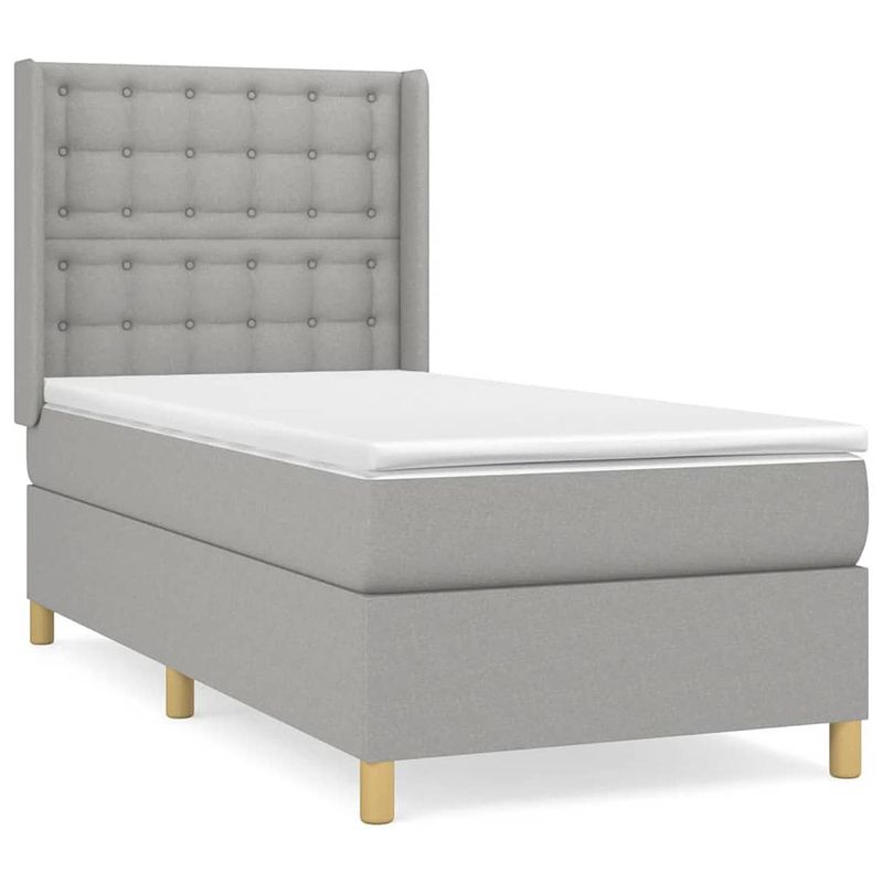 Foto van The living store boxspringbed - lichtgrijs - 203x83x118/128cm - pocketvering