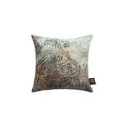 Foto van Ptmd sherdi blue cotton velvet cushion antique print s