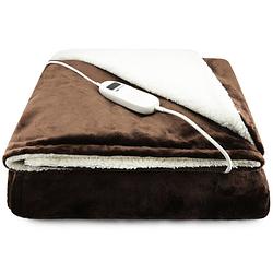 Foto van Elektrische deken - afmetingen 160 x 130 cm - 9 warmtestanden - automatische uitschakeling - xl snoer - bruin