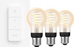 Foto van Philips hue filament white ambiance standaard 3-pack + dimmer