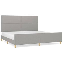 Foto van The living store bedframe lichtgrijs - 203 x 206 x 118/128 cm - duurzaam materiaal - verstelbare hoogte -