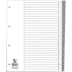 Foto van Q-connect numerieke tabbladen, a4, pp, 1-31, met indexblad, grijs 10 stuks