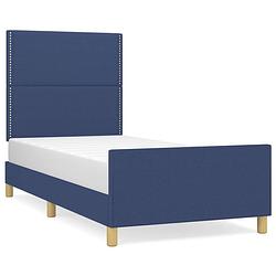 Foto van The living store bedframe blauw 203x103x118/128cm - verstelbaar hoofdeinde - multiplex lattenbodem - duurzaam materiaal