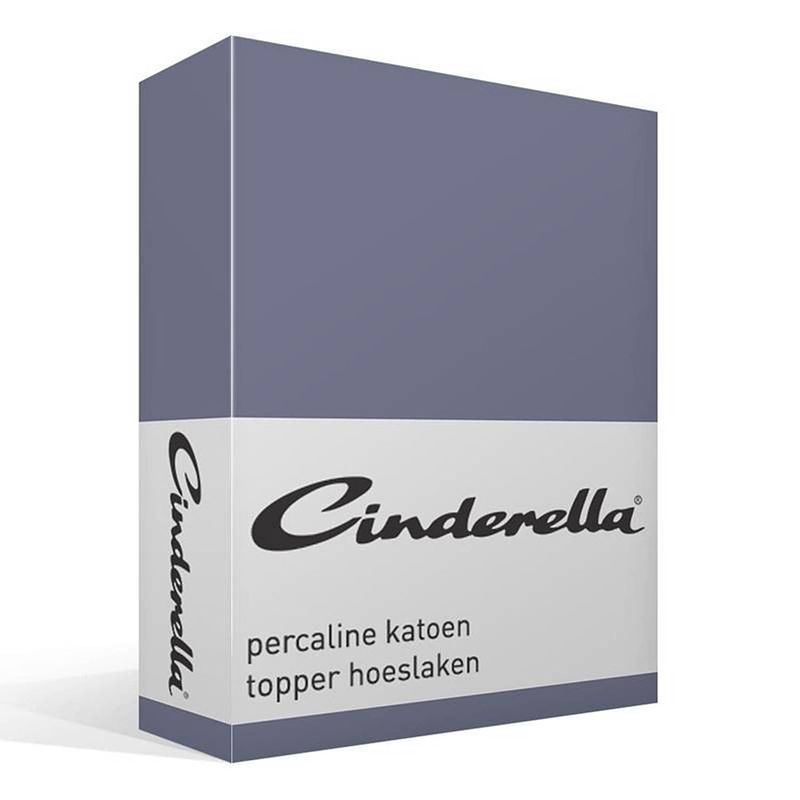 Foto van Cinderella basic percaline katoen topper hoeslaken - 100% percaline katoen - lits-jumeaux (180x210 cm) - dark blue