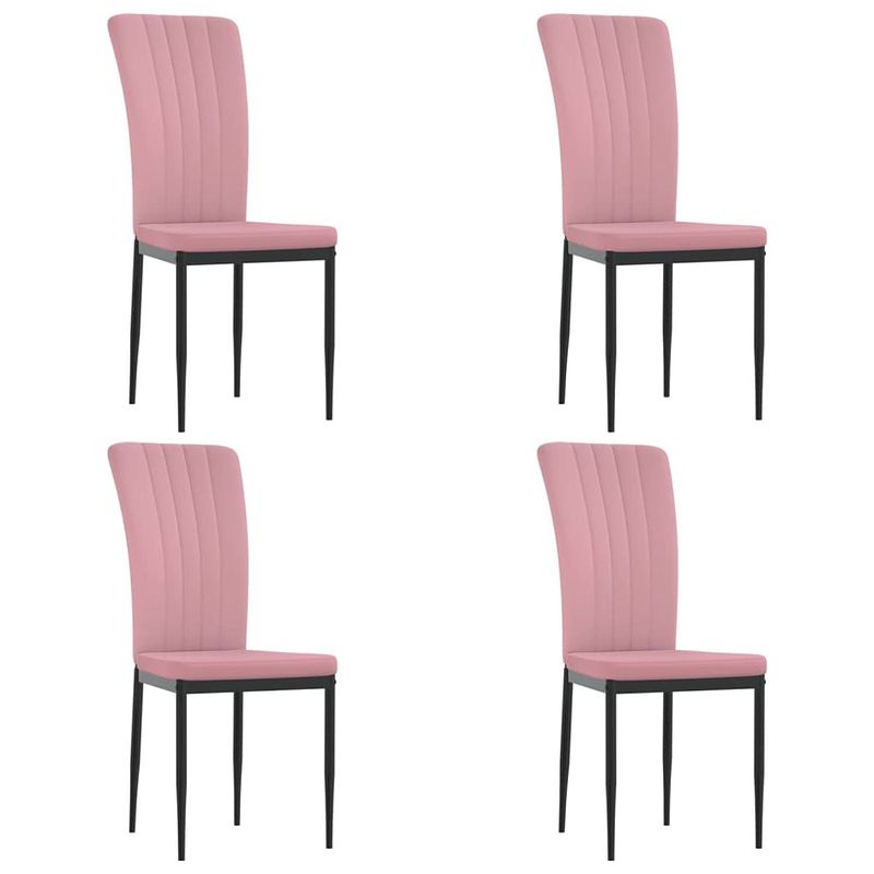 Foto van The living store eetkamerstoelen - fluweel - roze - 42 x 57.5 x 95 cm - stevig frame