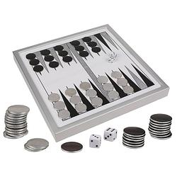 Foto van Backgammon spel met metalen fiches - actiespellen