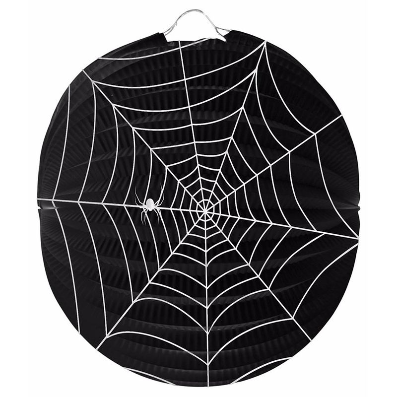 Foto van Halloween - bol lampion spinnenweb 22 cm halloween versiering - feestlampionnen