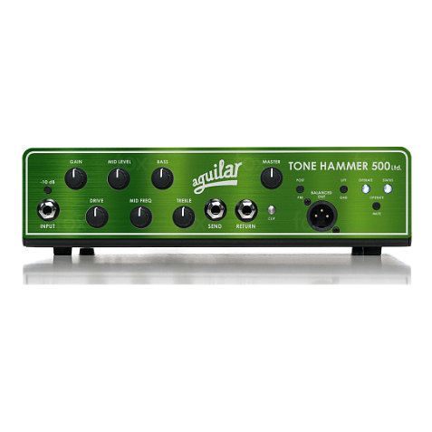 Foto van Aguilar limited edition tone hammer 500 green basgitaarversterker top