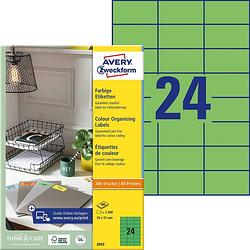 Foto van Avery zweckform 3450 gekleurde universele etiketten ft 70 x 37 mm (b x h), 2.400 etiketten, groen