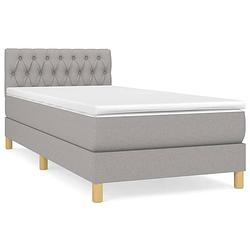 Foto van The living store bed - lichtgrijs - boxspringbed 203x90x78/88cm - pocketvering matras 90x200x20cm - middelharde