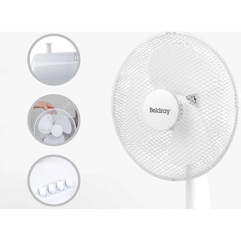 Foto van Beldray staande ventilator - tafelventilator - wit - 12 inch