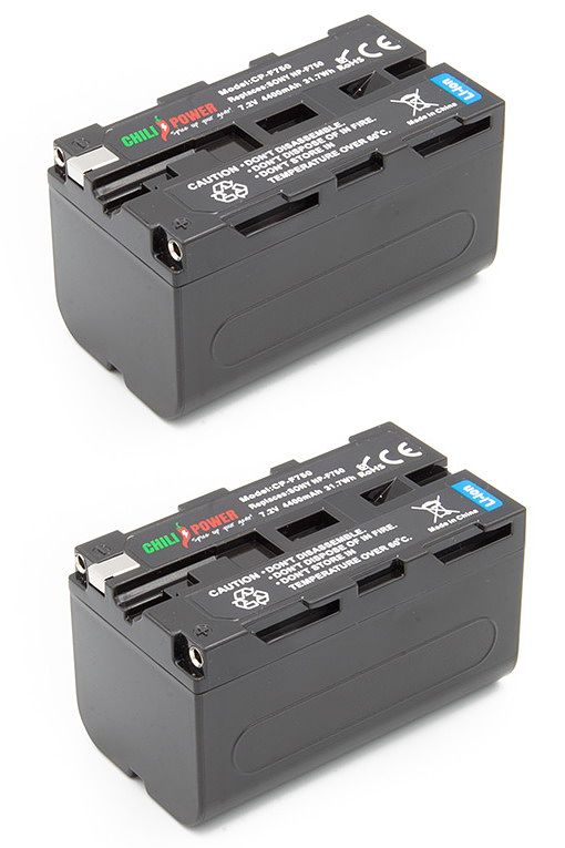 Foto van Chilipower np-f750 accu voor sony - 4400mah - 2-pack