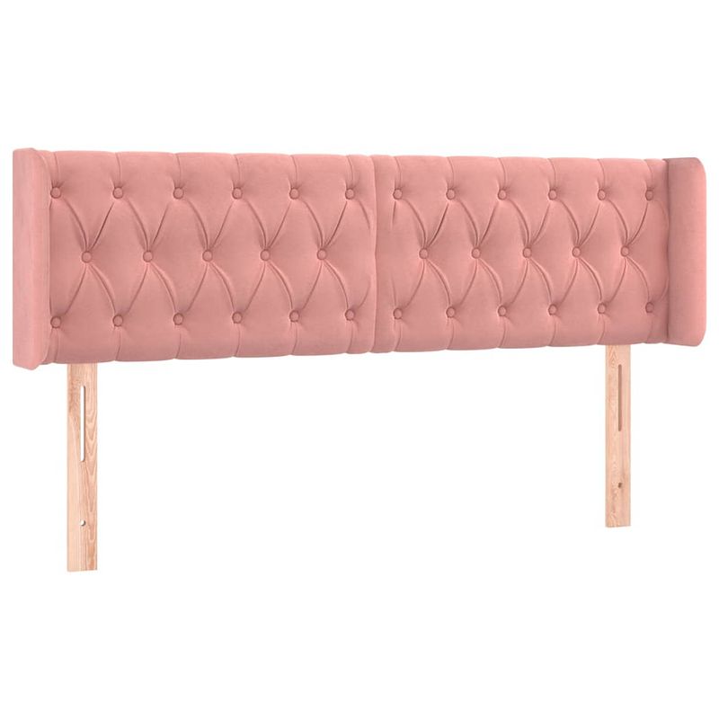 Foto van The living store hoofdeind bed - roze - 147 x 16 x 78/88 cm - zacht fluweel - stevige en stabiele poten