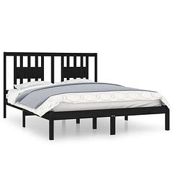 Foto van The living store bedframe massief hout zwart 150x200 cm 5ft king size - bed