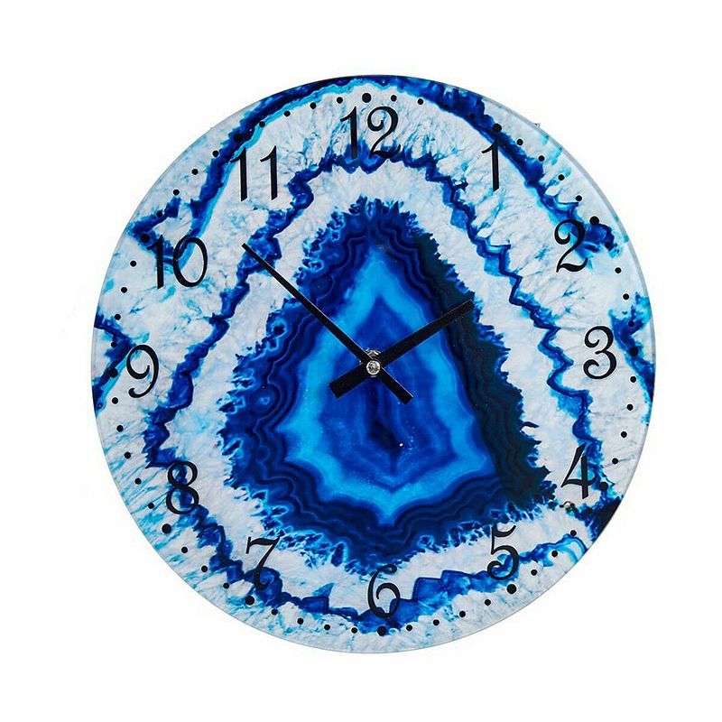 Foto van Muurklok marmer blauw kristal 30 x 4 x 30 cm (4 stuks)