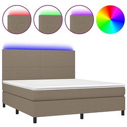 Foto van The living store boxspring pocketvering - 160x200 cm - led-verlichting - taupê