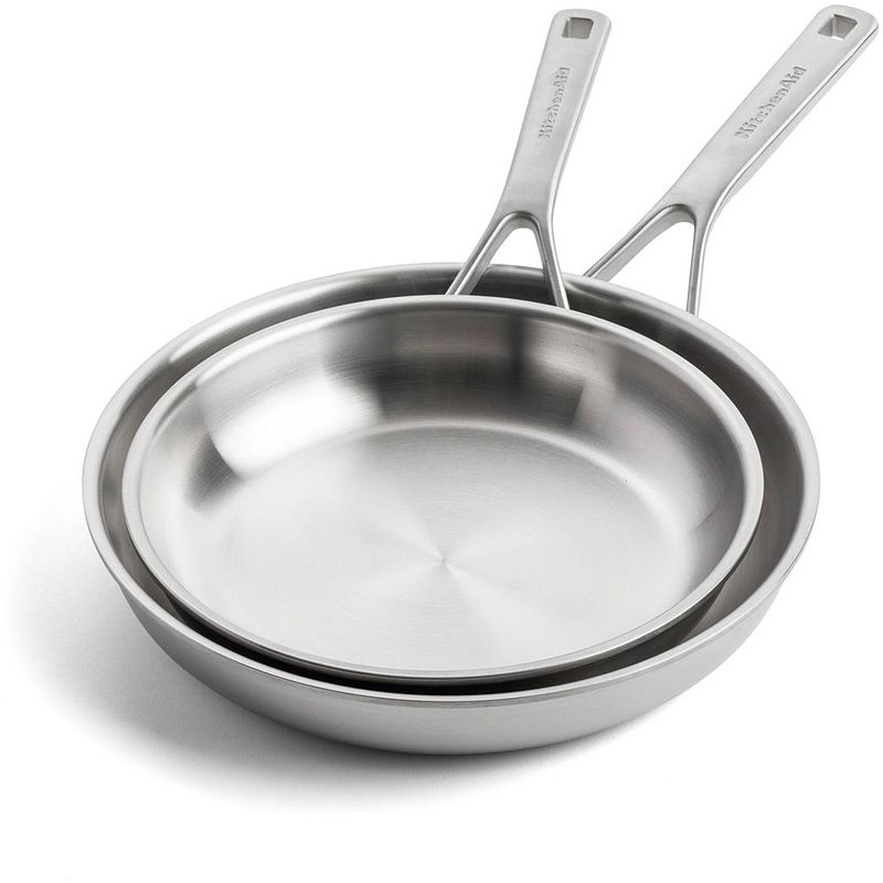 Foto van Kitchenaid koekenpannenset multi-ply stainless steel - ø 24 en 28 cm