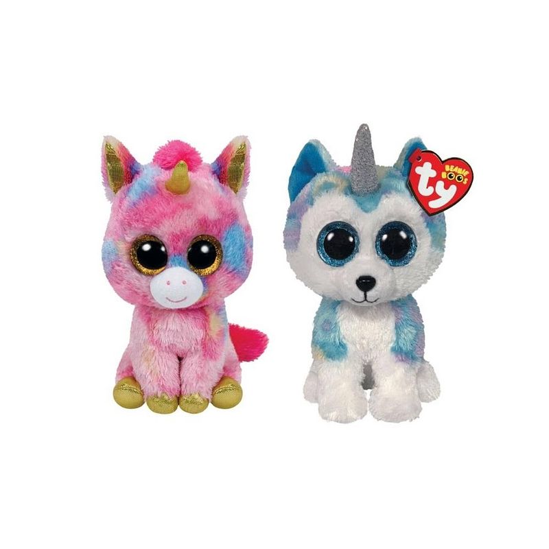 Foto van Ty - knuffel - beanie boo's - fantasia unicorn & helena husky