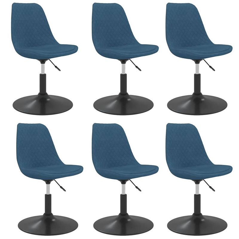 Foto van The living store eetkamerstoelen - fluweel - blauw - 49 x 42 cm - 360 graden draaibaar