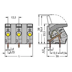 Foto van Wago 2706-303 veerkrachtklemblok 6.00 mm² aantal polen 3 grijs 40 stuk(s)