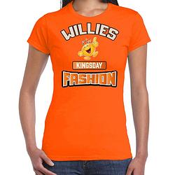 Foto van Oranje koningsdag t-shirt - willies kingsday fashion - dames l - feestshirts