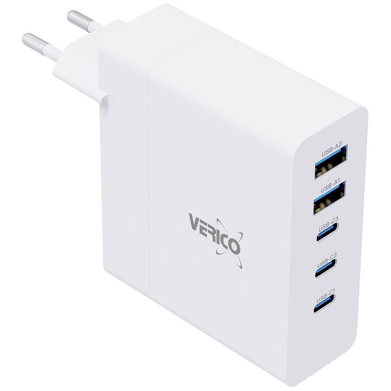 Foto van Verico mojo 140w gan 5 usb-oplader 140 w thuis uitgangsstroom (max.) 3250 ma aantal uitgangen: 5 x usb, usb-c