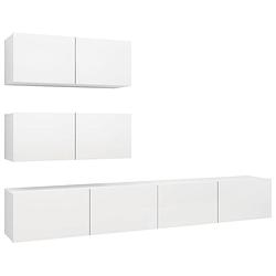 Foto van The living store hangende tv-kasten - televisiemeubelset - 80x30x30 cm en 100x30x30 cm - wit - spaanplaat