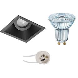 Foto van Led spot set - osram parathom par16 927 36d - pragmi zano pro - gu10 fitting - dimbaar - inbouw vierkant - mat zwart -