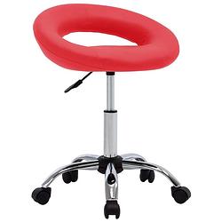 Foto van The living store eetkamerstoelen - rood - kunstleer en verchroomd staal - 45 x 43 x (57.5 - 69.5) cm - draaibaar -