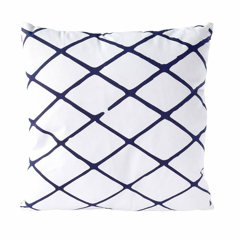 Foto van Sierkussen decoratie kussen diamond 45 x 45 cm wit blauw