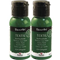 Foto van 2x groene stoffenverf 34 ml decoart - hobbyverf