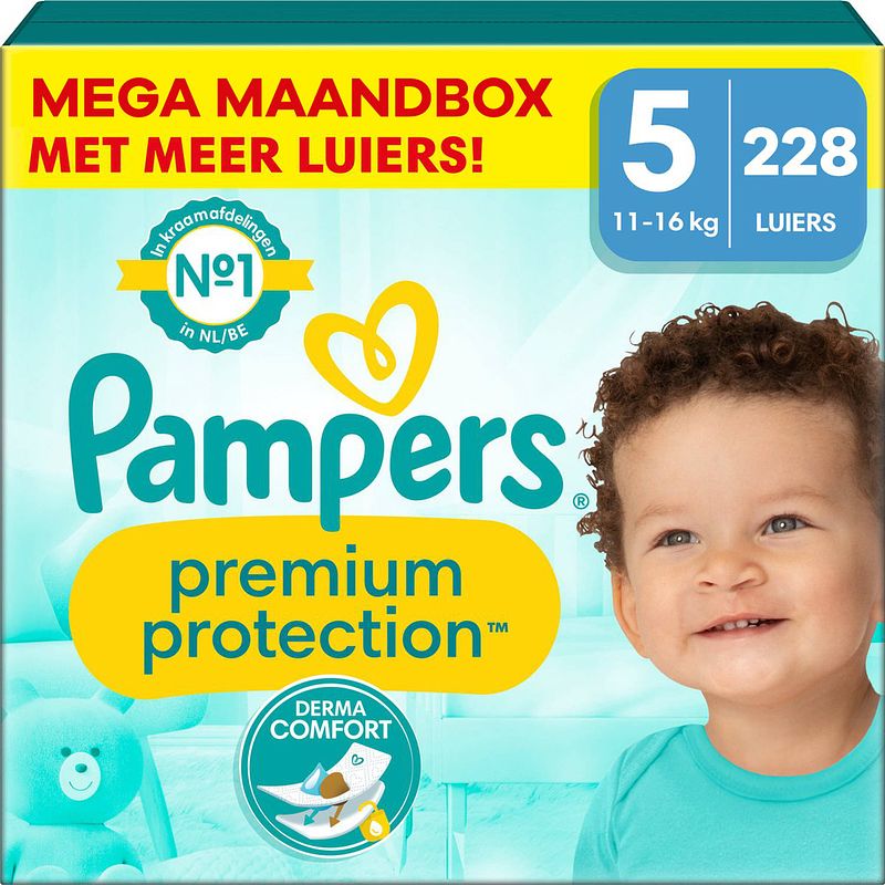 Foto van Pampers - premium protection - maat 5 - mega maandbox - 228 stuks - 11/16 kg