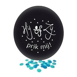 Foto van Confetti ballon gender reveal jongen party/feest zwart 60 cm