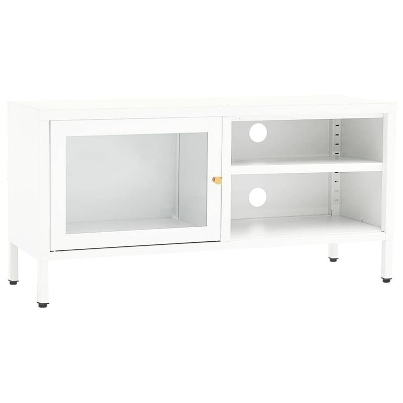 Foto van Vidaxl tv-meubel 90x30x44 cm staal en glas wit